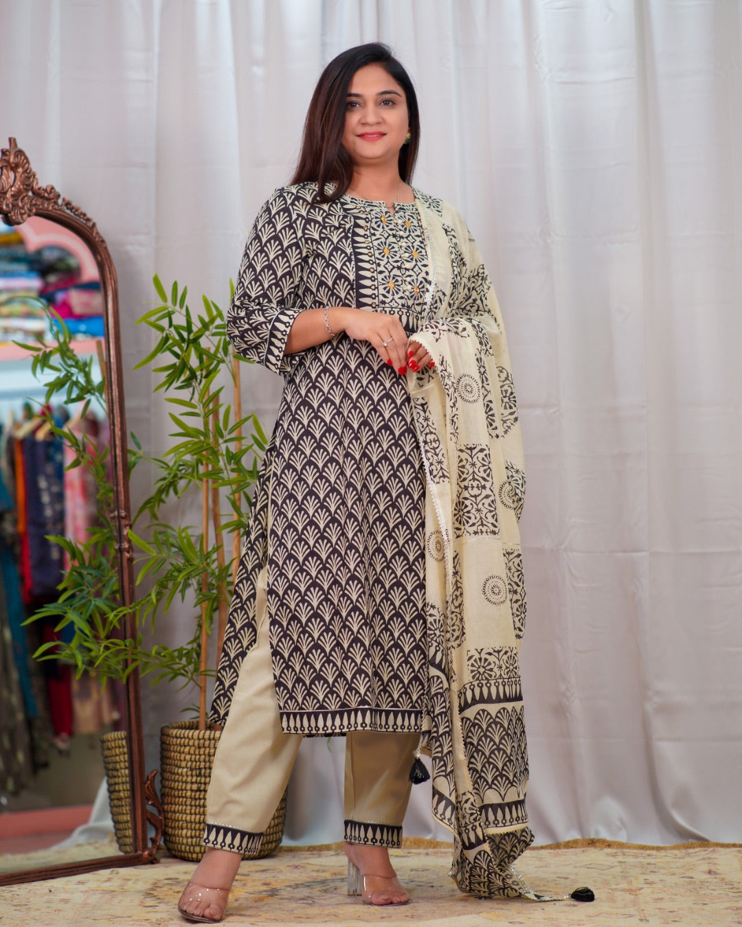 Premium Cotton Embroidered Pant Set - The Jaipur Studio