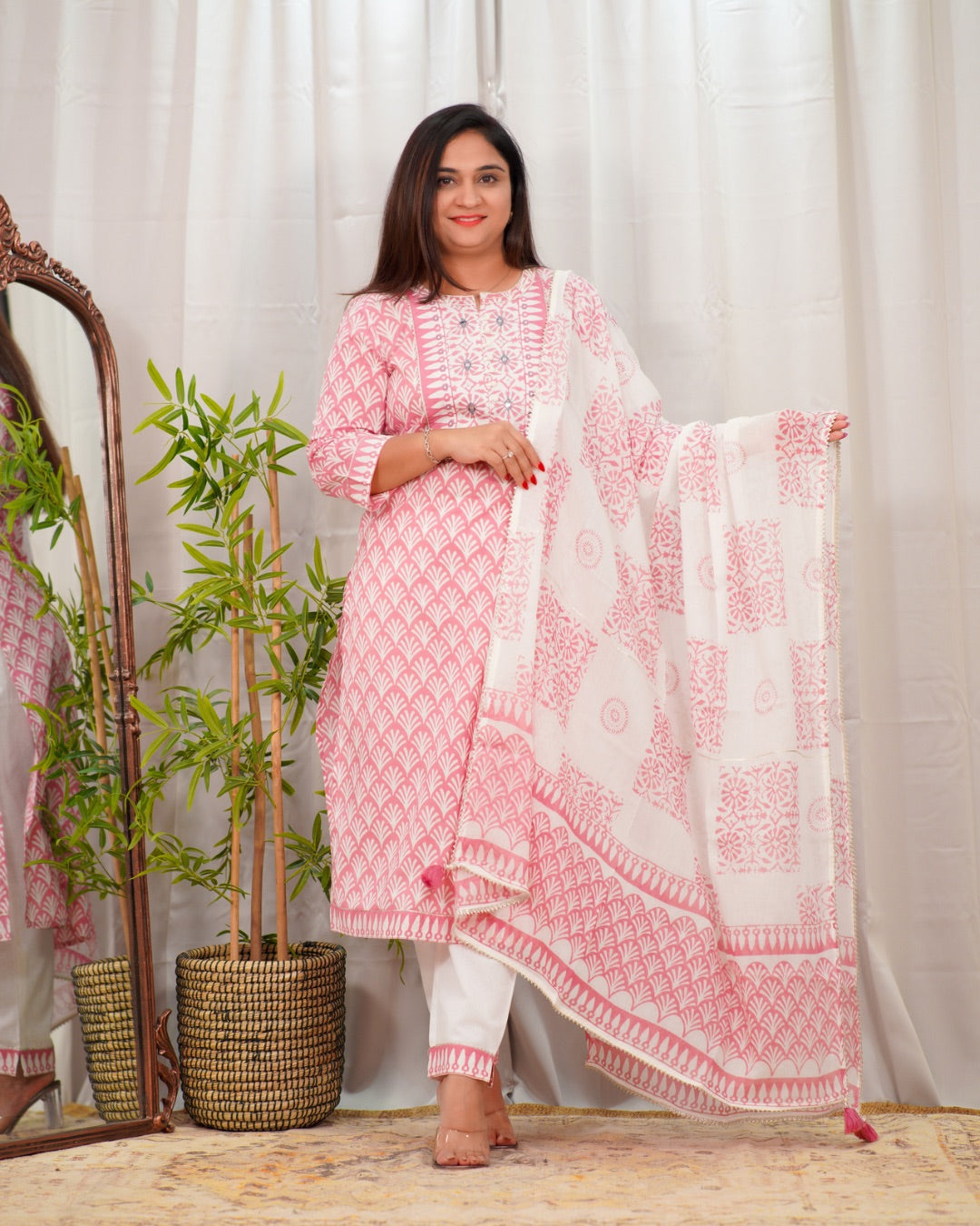 Premium Cotton Embroidered Pant Set - The Jaipur Studio