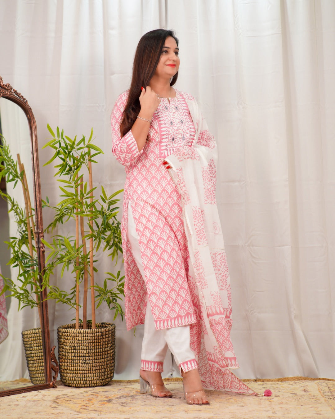 Premium Cotton Embroidered Pant Set - The Jaipur Studio
