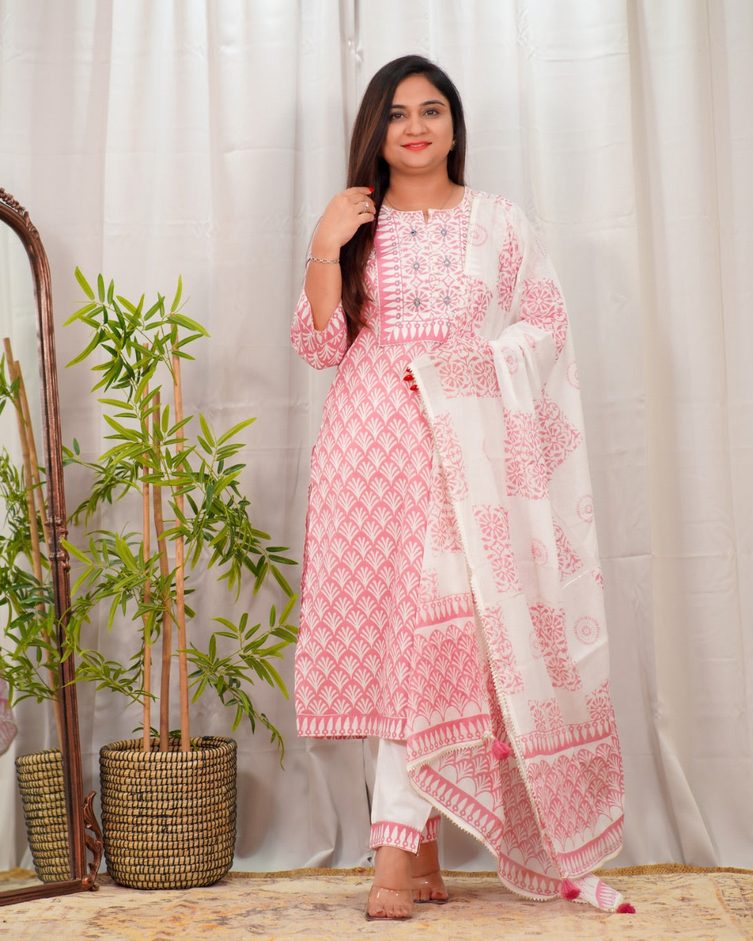 Premium Cotton Embroidered Pant Set - The Jaipur Studio