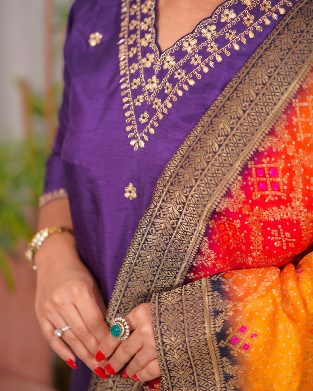 Diva Silk Hand embroidered Pant Set - The Jaipur Studio