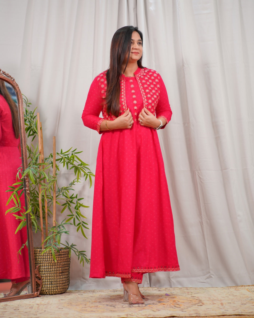 Ruhani Embroidered Anarkali Pant Set with Jacket - The Jaipur Studio