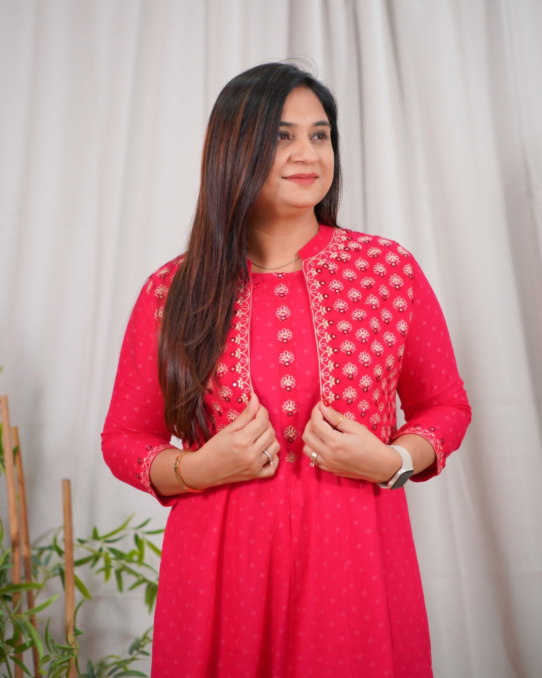 Ruhani Embroidered Anarkali Pant Set with Jacket - The Jaipur Studio