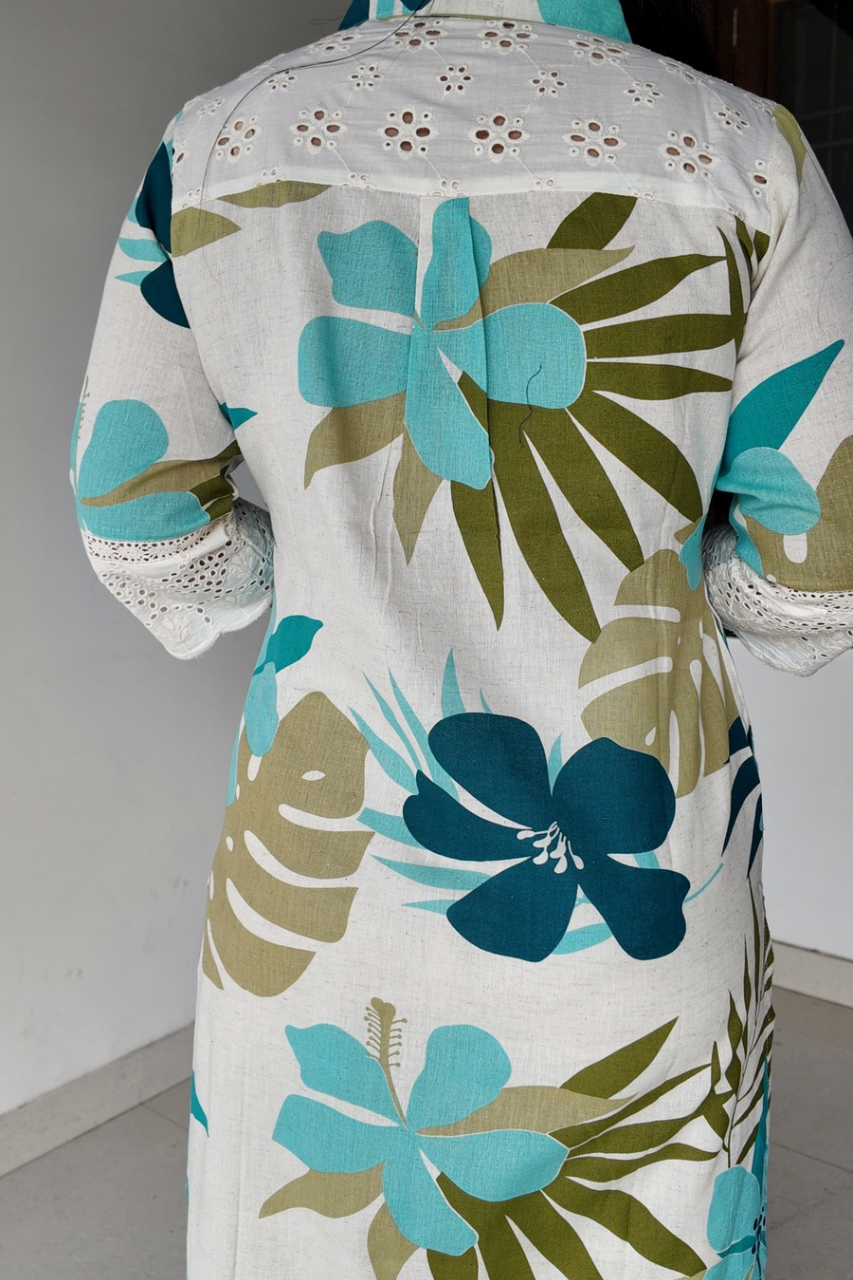 Summerish Floral Cotton Casual kurta with pocket - The Jaipur Studio