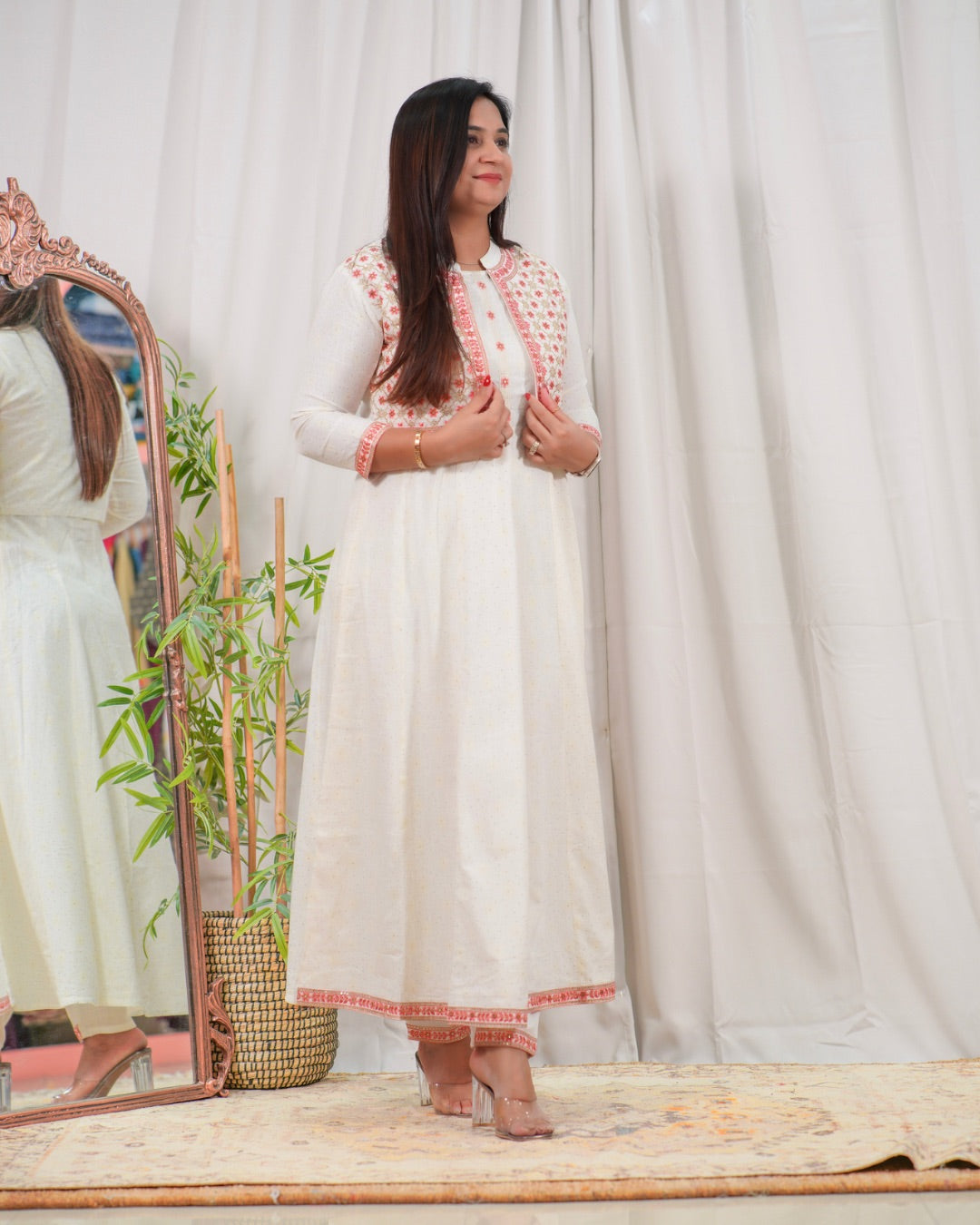 Ruhani Embroidered Anarkali Pant Set with Jacket - The Jaipur Studio