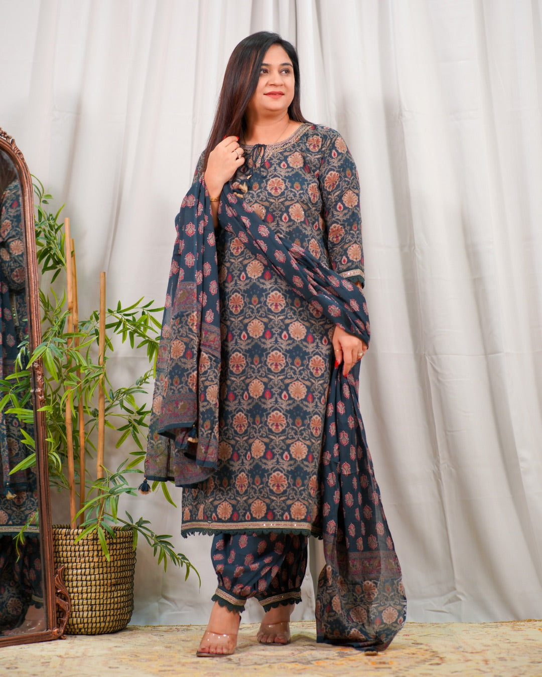 Gehna Cotton Casual Embroidered Afgani Set - The Jaipur Studio