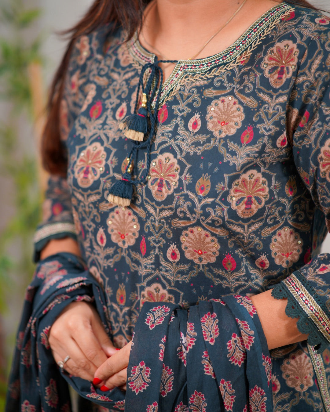Gehna Cotton Casual Embroidered Afgani Set - The Jaipur Studio
