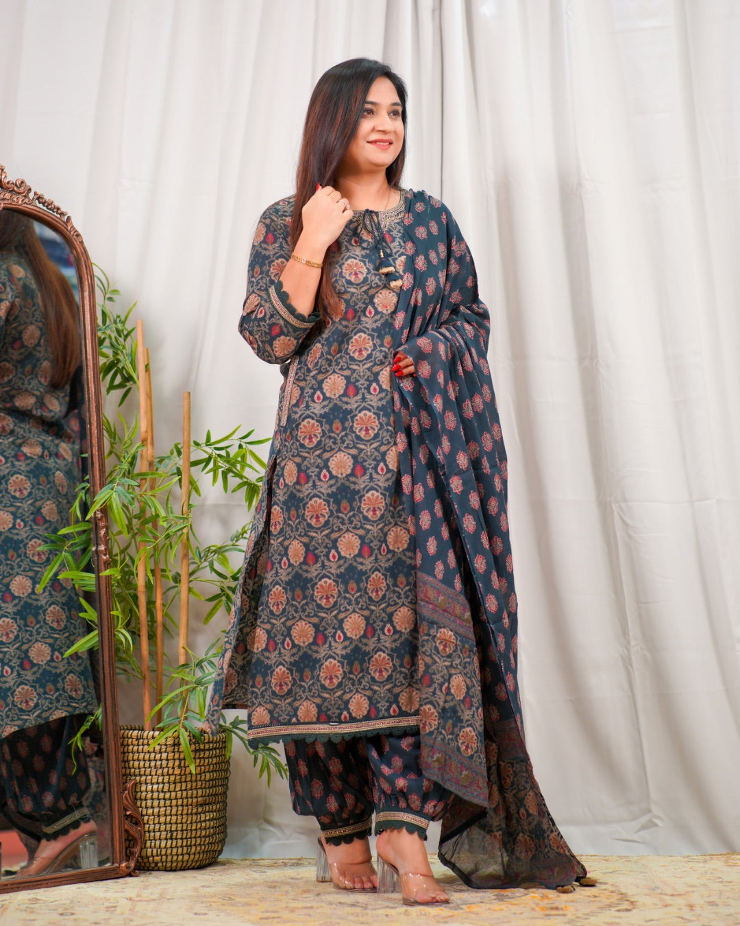 Gehna Cotton Casual Embroidered Afgani Set - The Jaipur Studio