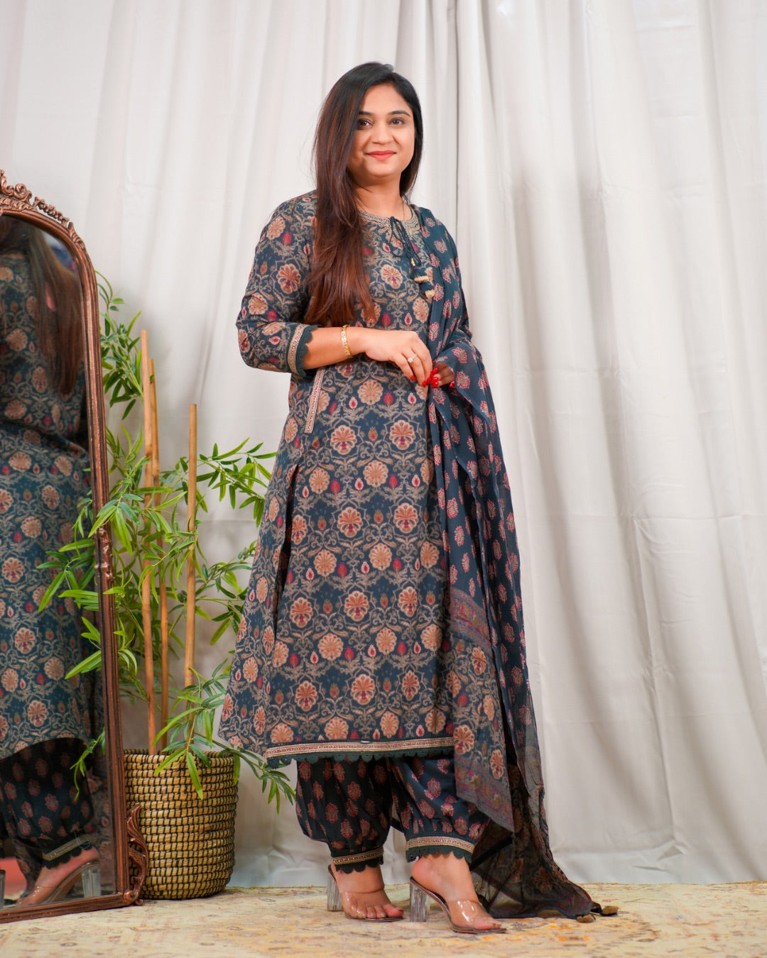 Gehna Cotton Casual Embroidered Afgani Set - The Jaipur Studio