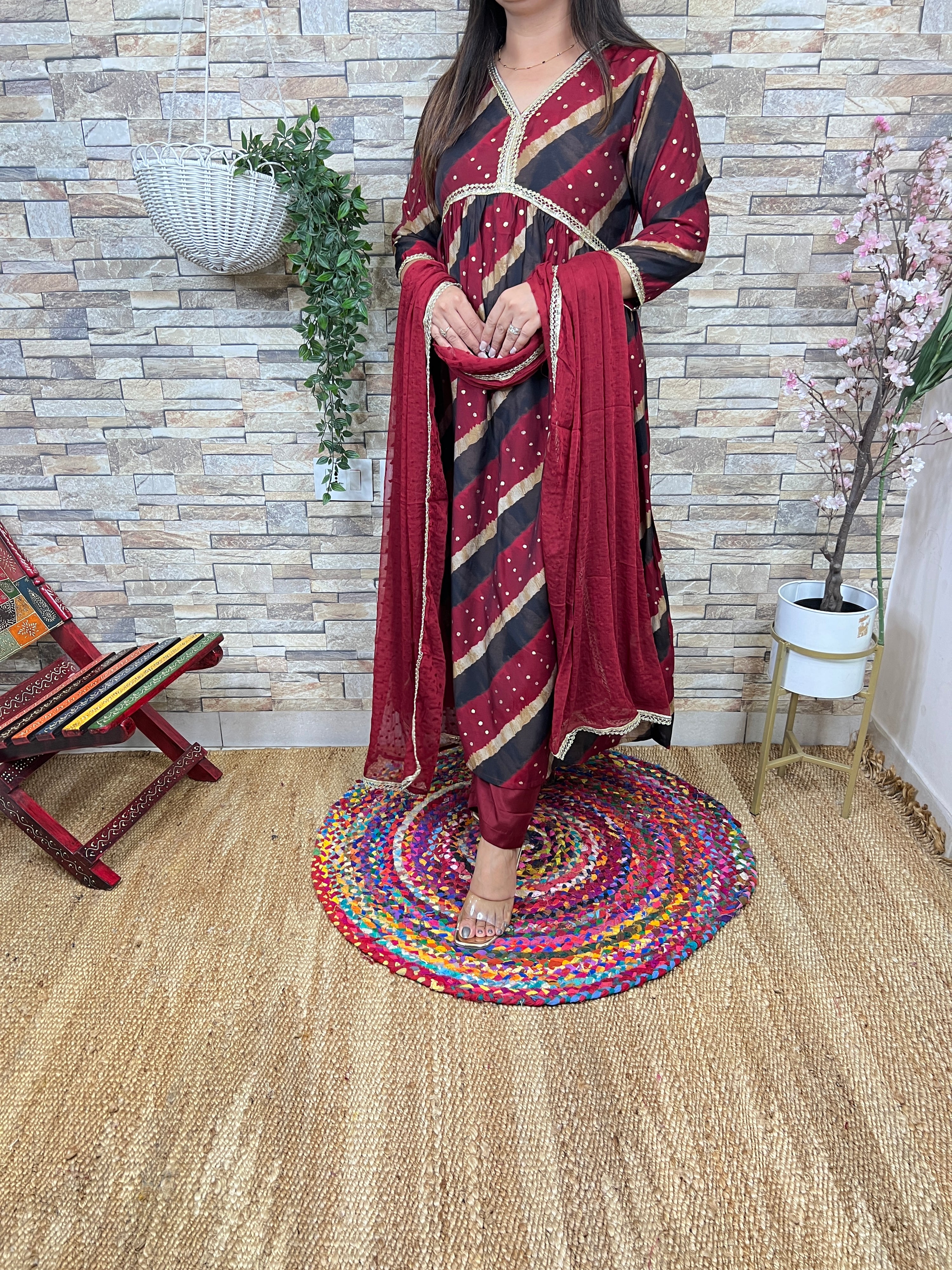 Muslin Alia Cut Embroidered Pant Set - The Jaipur Studio