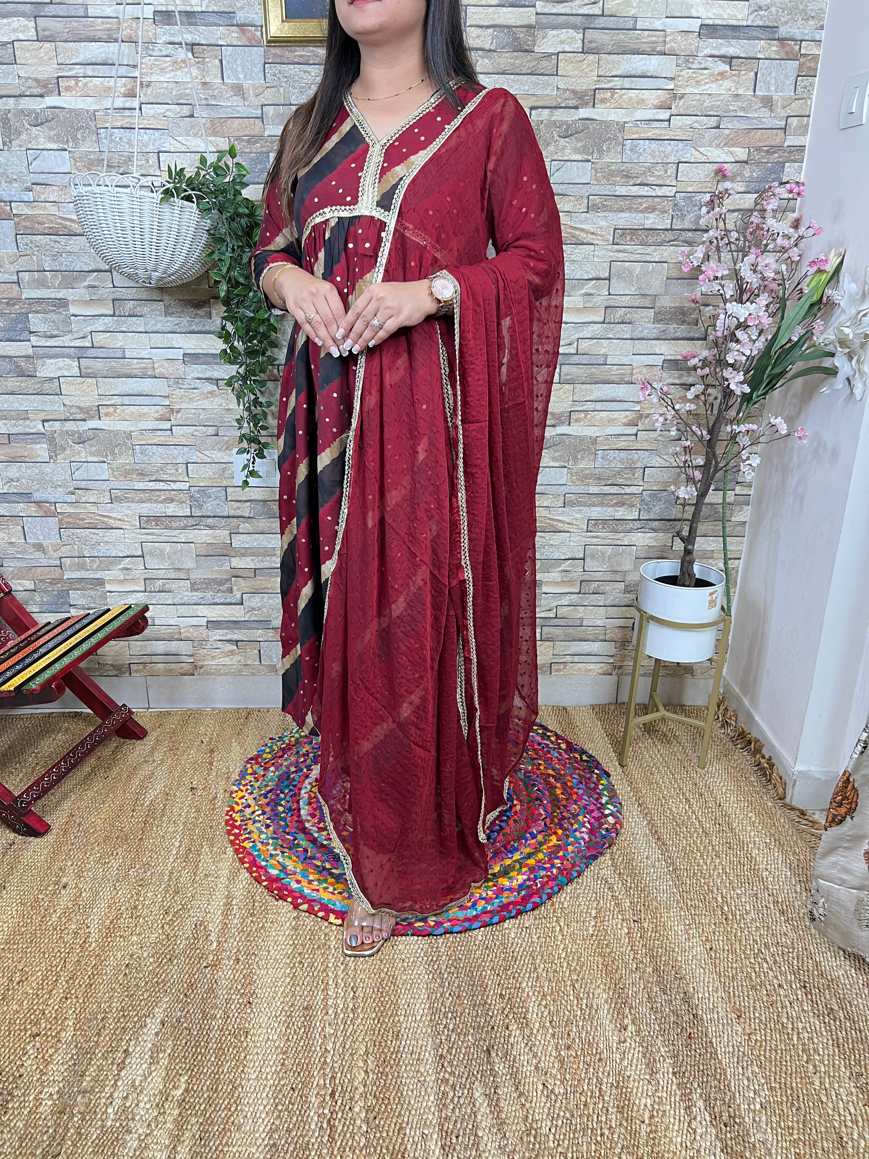 Muslin Alia Cut Embroidered Pant Set - The Jaipur Studio