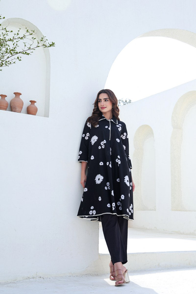 Nayab Cotton Floral A-line Coord Set - The Jaipur Studio