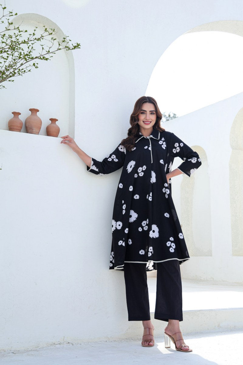 Nayab Cotton Floral A-line Coord Set - The Jaipur Studio