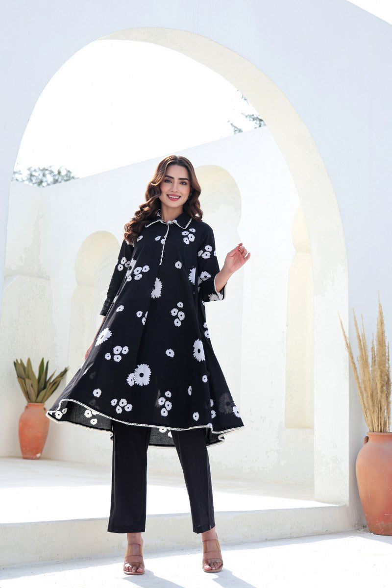 Nayab Cotton Floral A-line Coord Set - The Jaipur Studio