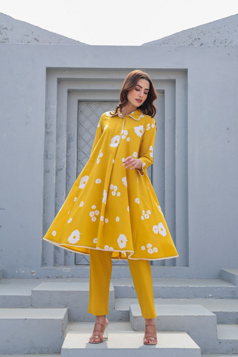Nayab Cotton Floral A-line Coord Set - The Jaipur Studio