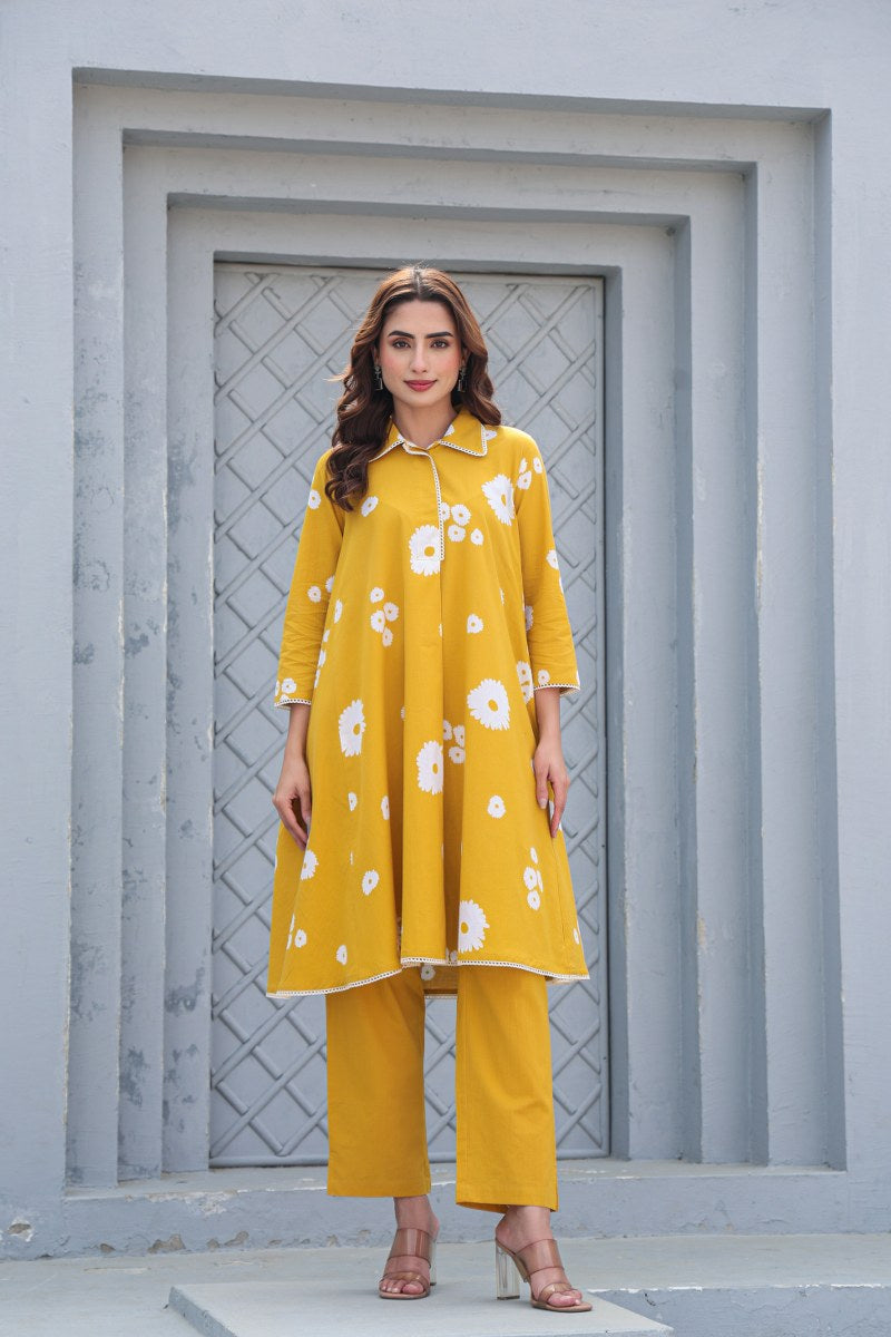Nayab Cotton Floral A-line Coord Set - The Jaipur Studio