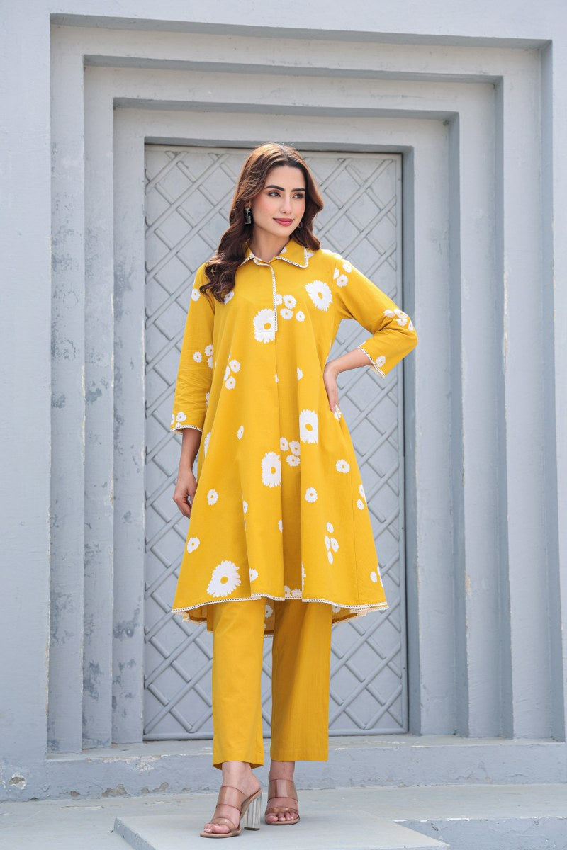 Nayab Cotton Floral A-line Coord Set - The Jaipur Studio