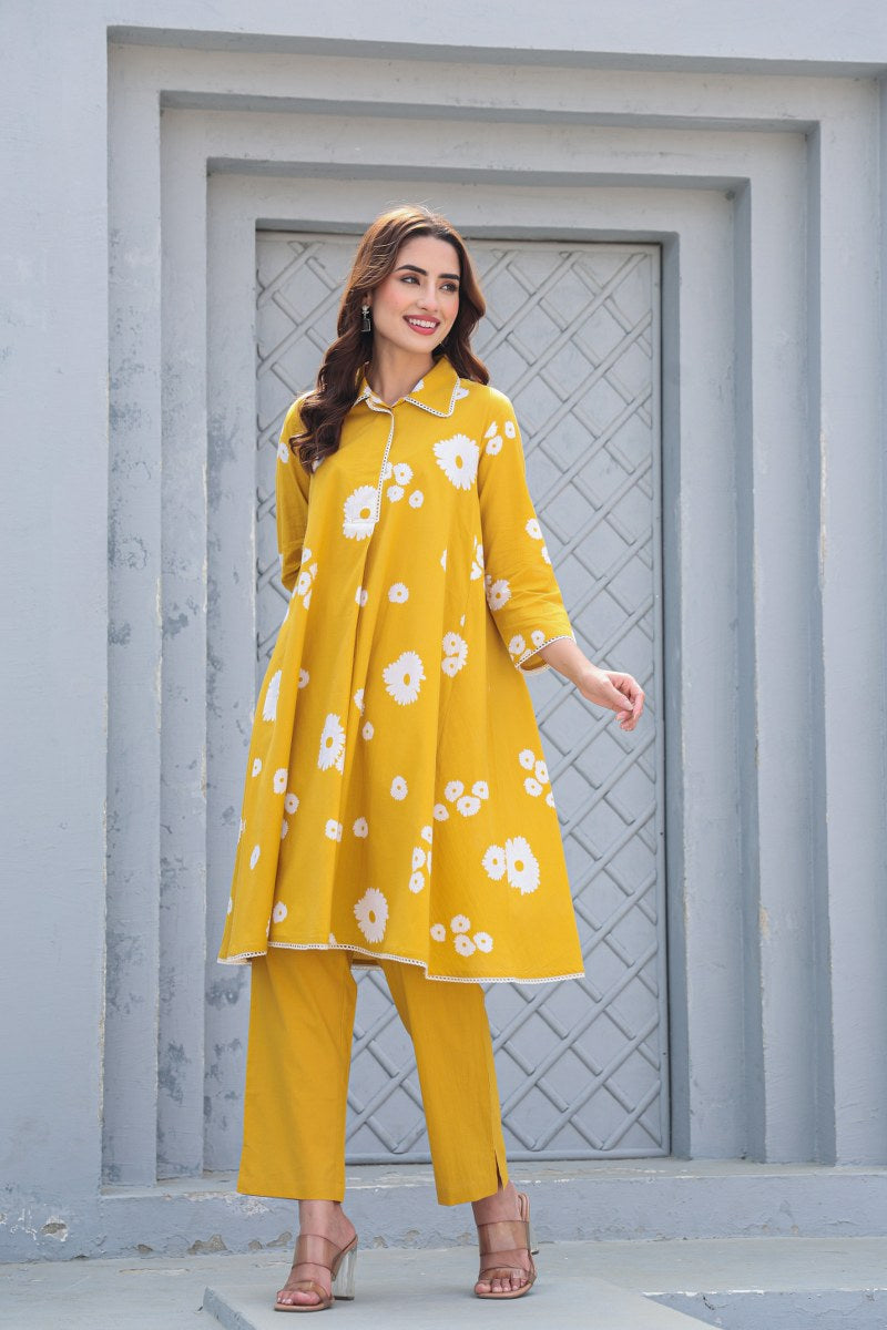 Nayab Cotton Floral A-line Coord Set - The Jaipur Studio