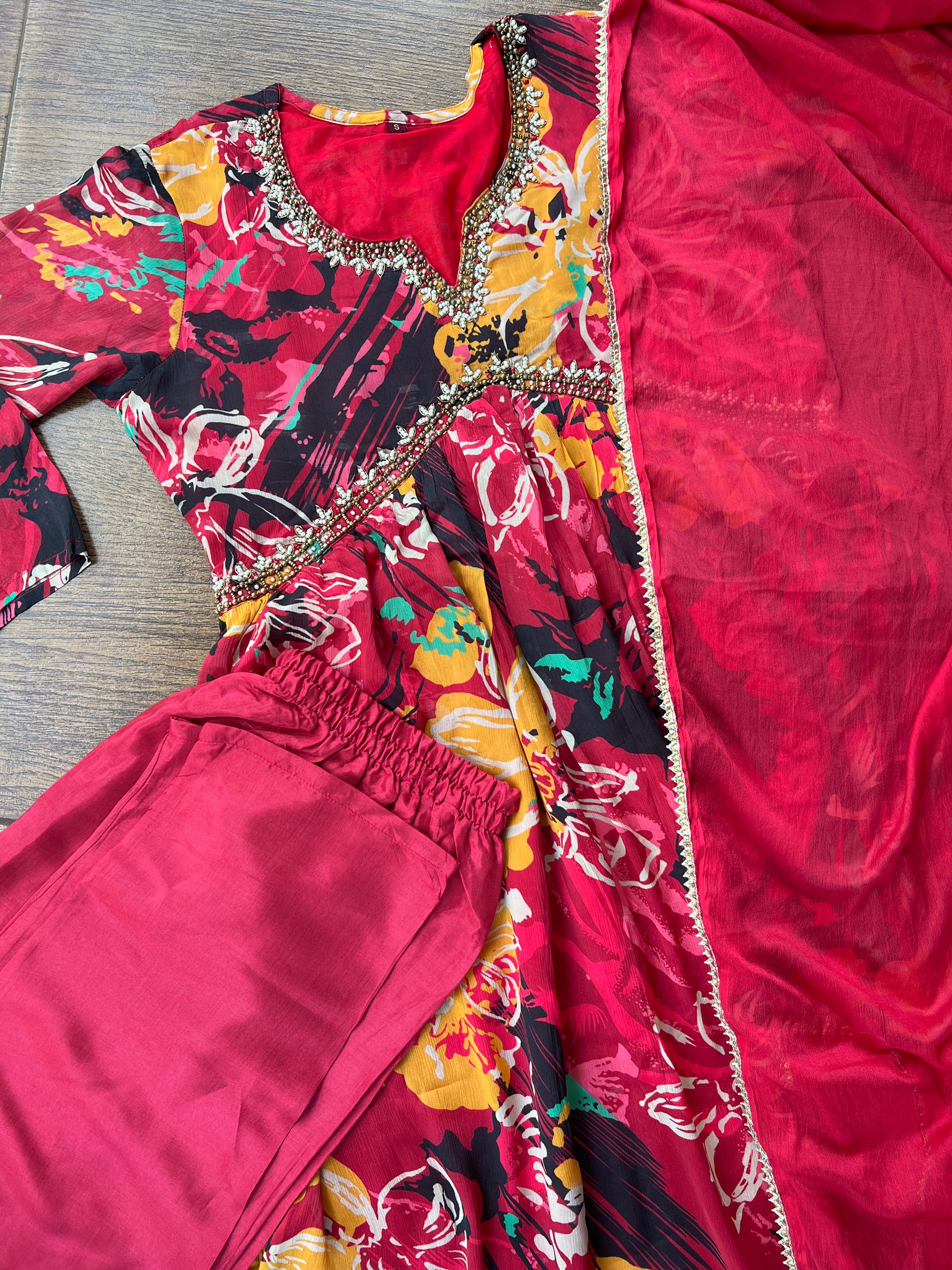 Ruhi Alia Neck Suit Set with Dupatta - The Jaipur Studio