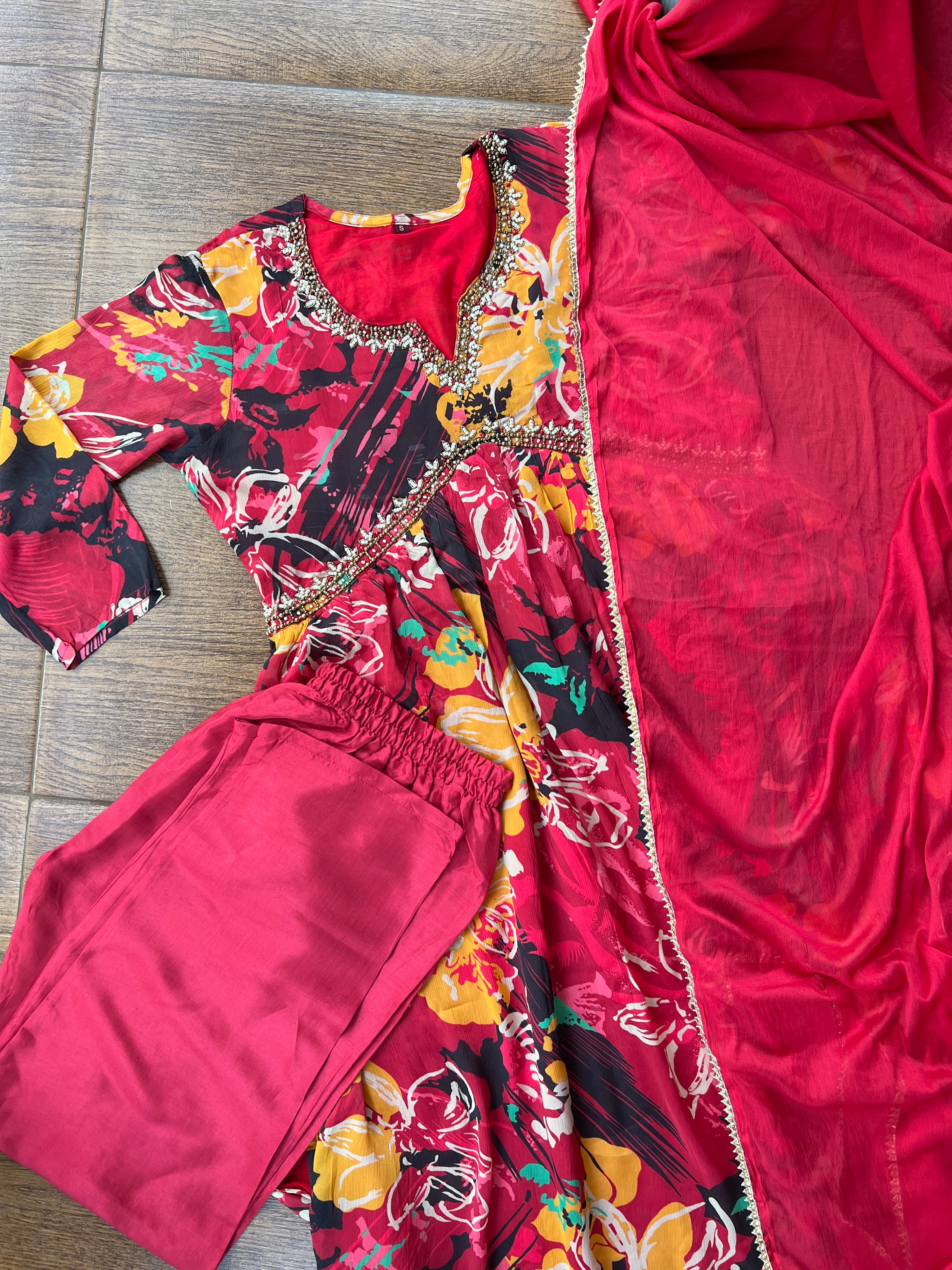 Ruhi Alia Neck Suit Set with Dupatta - The Jaipur Studio