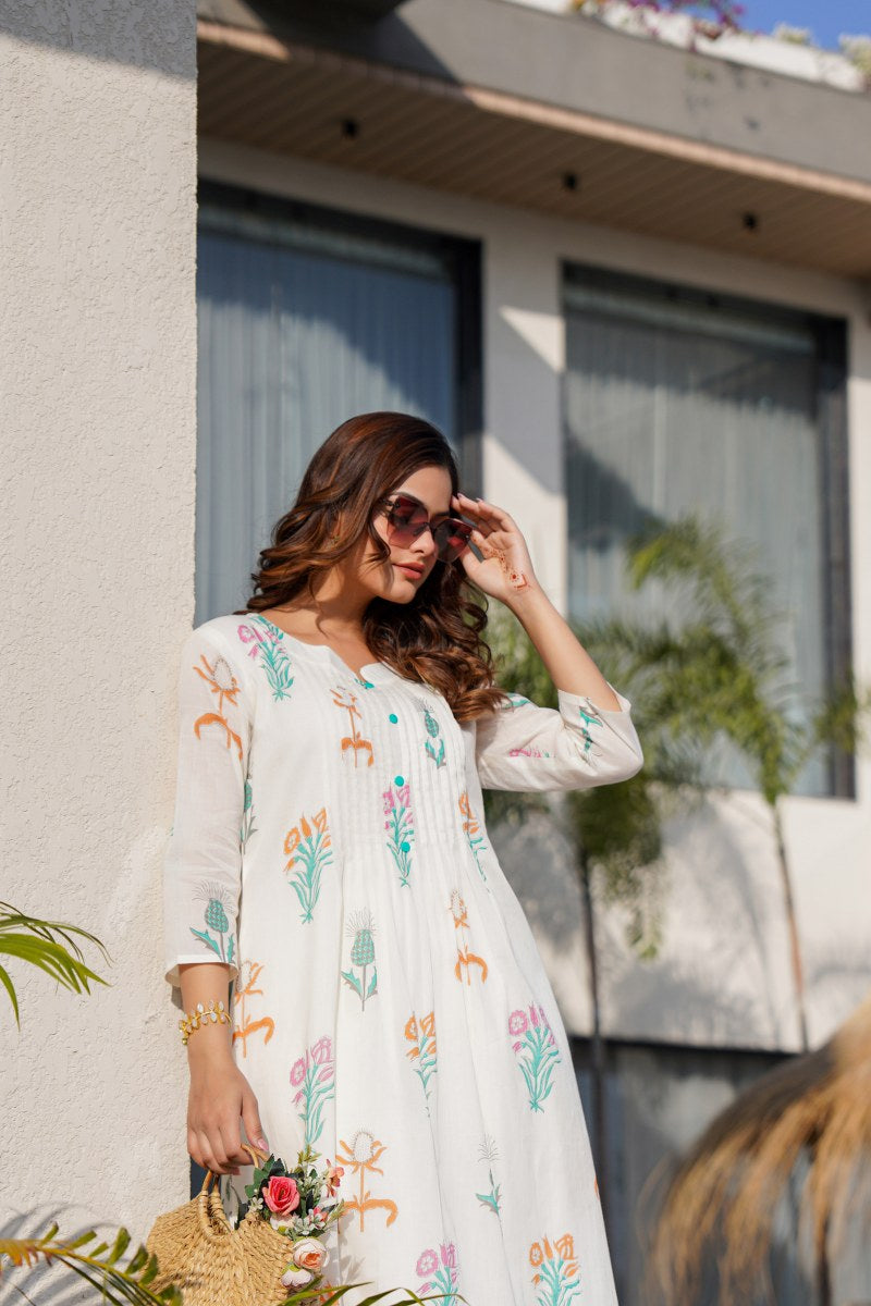 Ayaat Cotton Floral A-line Pant Set - The Jaipur Studio