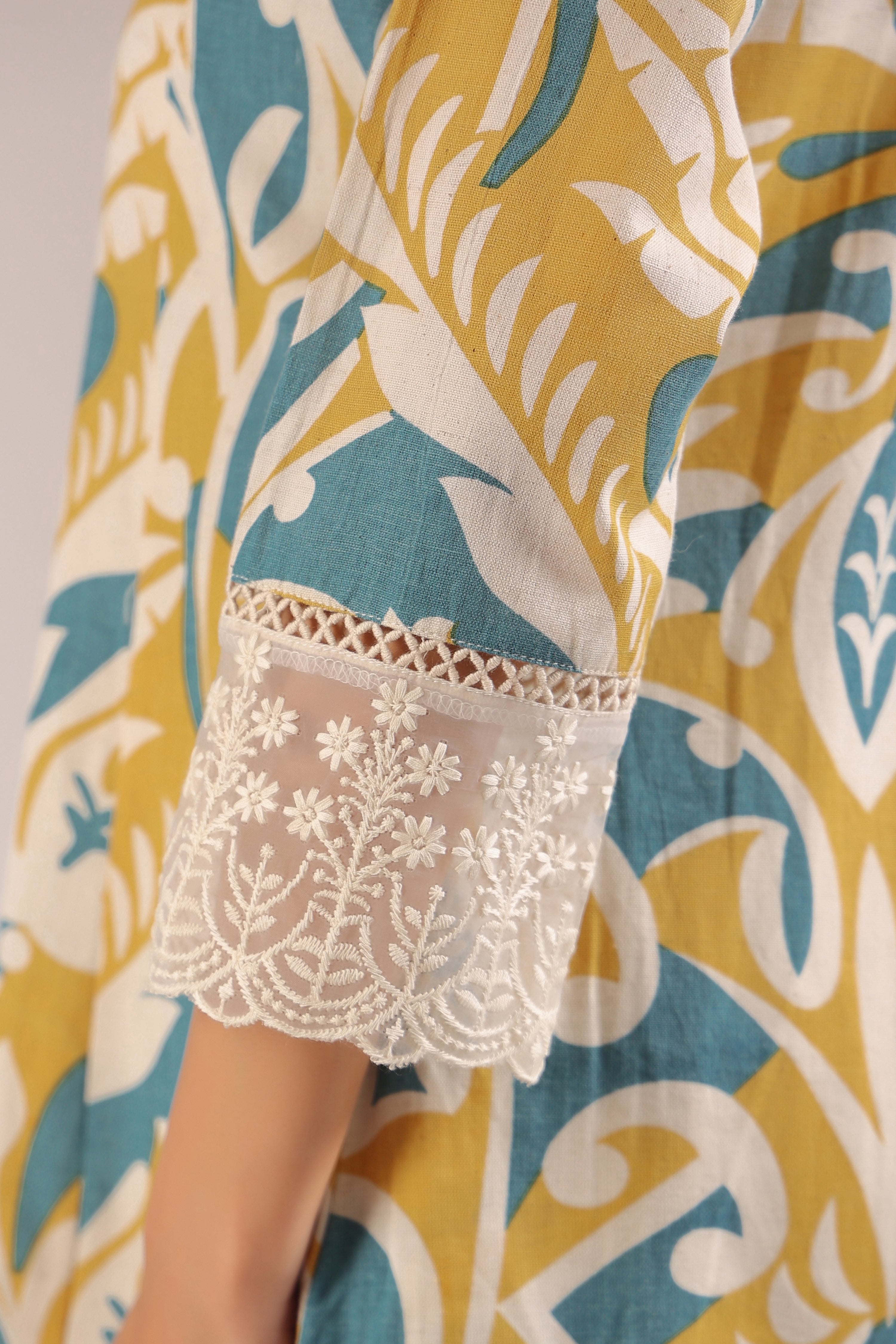 Yellow A-line Cotton casual Pant Set - The Jaipur Studio