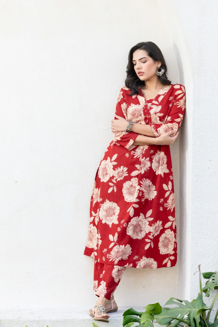 Cotton Floral A-line Coord Set - The Jaipur Studio