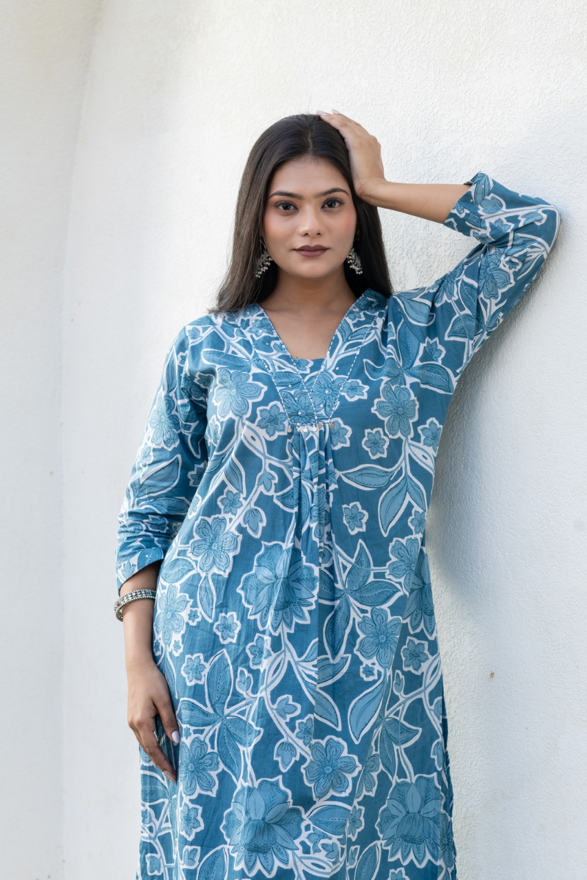 Cotton Floral A-line Coord Set - The Jaipur Studio