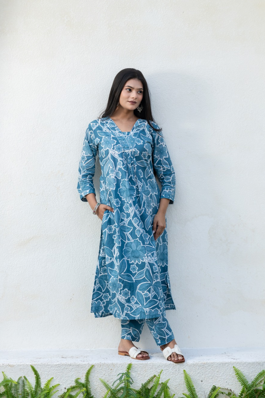 Cotton Floral A-line Coord Set - The Jaipur Studio