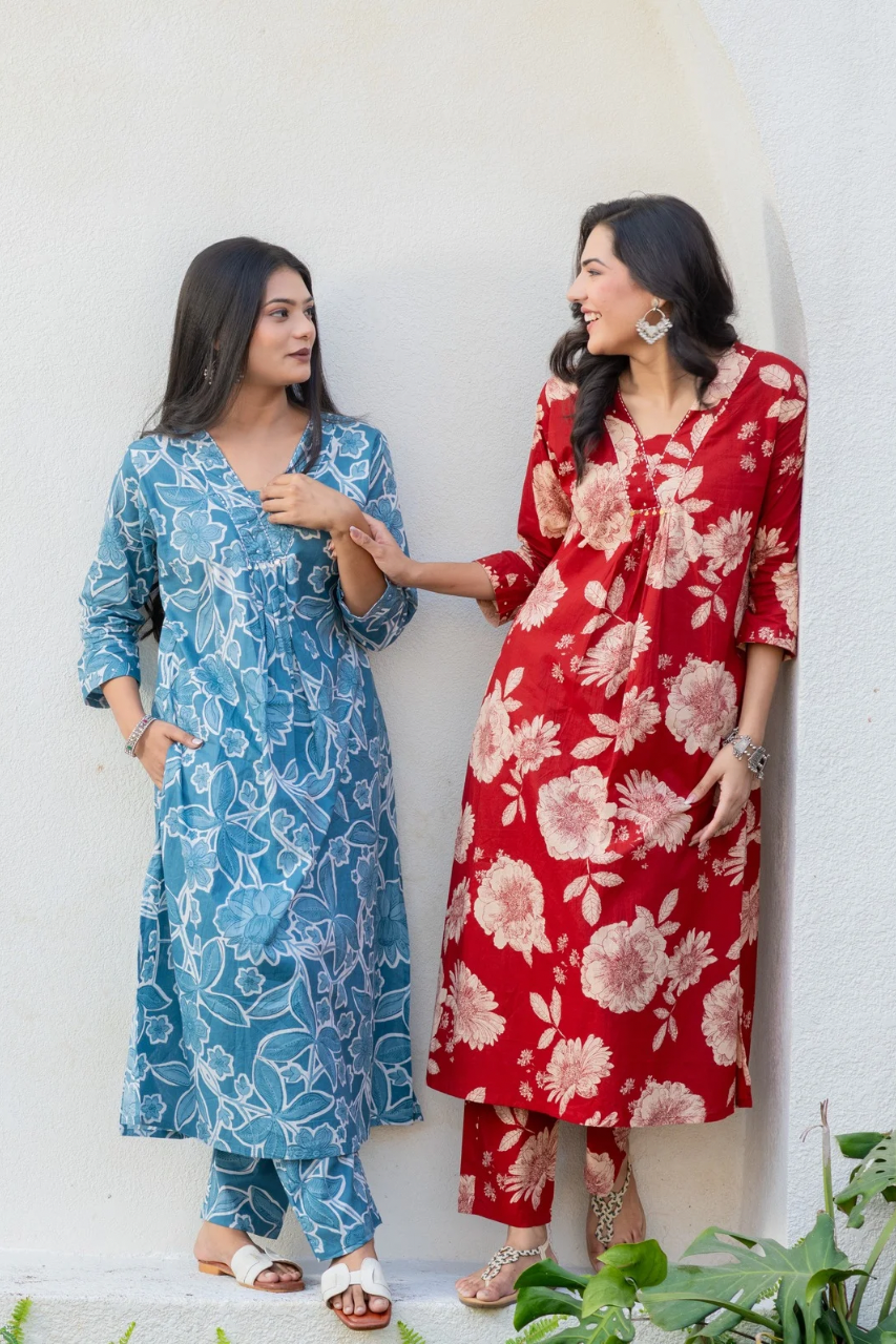 Cotton Floral A-line Coord Set - The Jaipur Studio