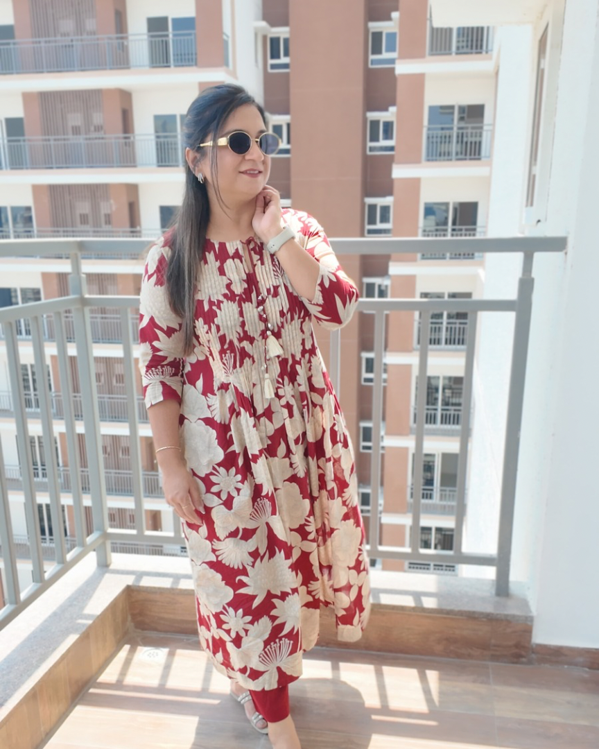 Farah Cotton Floral Flaired Coord set - The Jaipur Studio