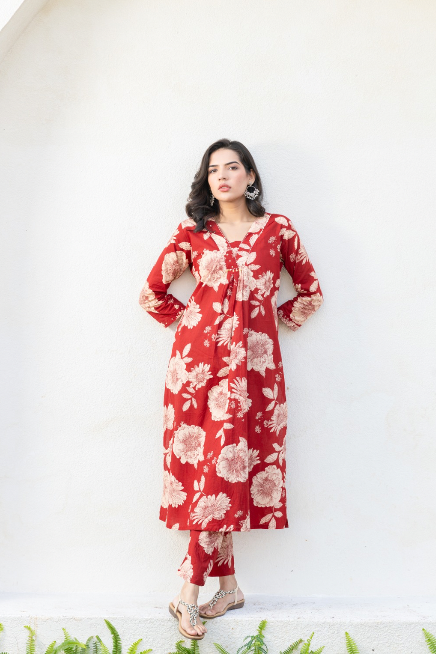 Cotton Floral A-line Coord Set - The Jaipur Studio
