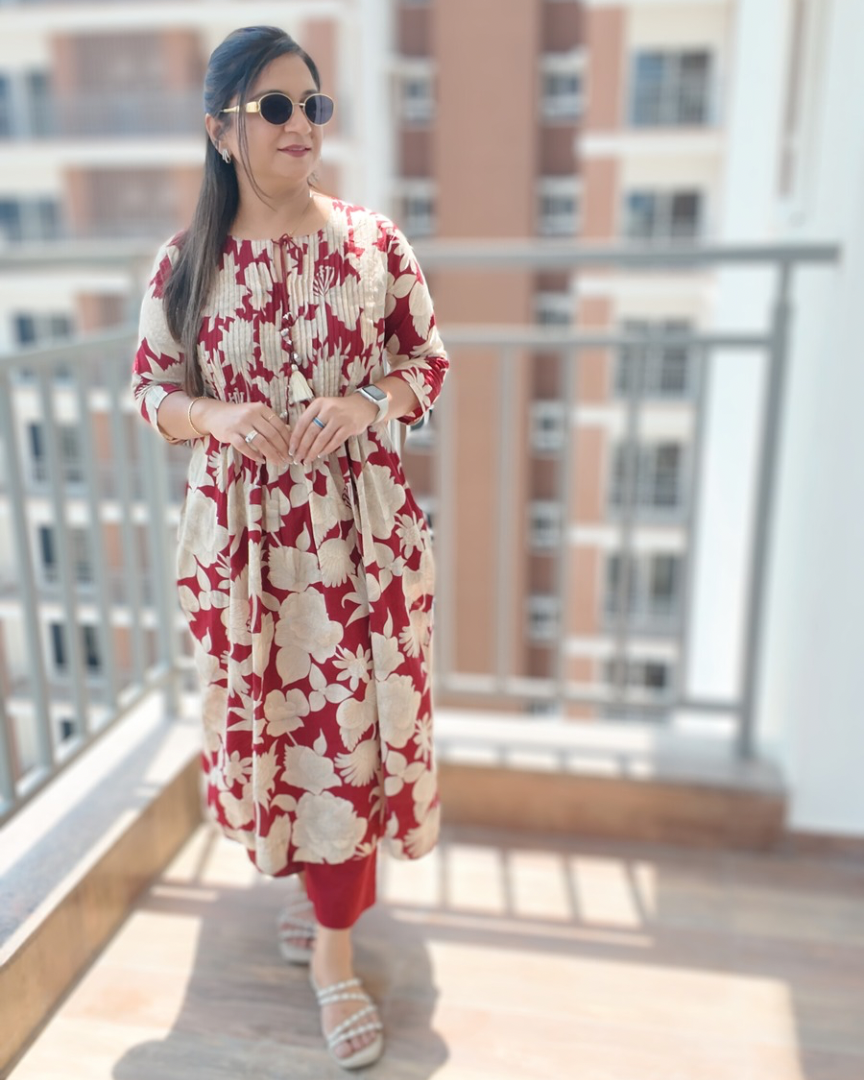Farah Cotton Floral Flaired Coord set - The Jaipur Studio