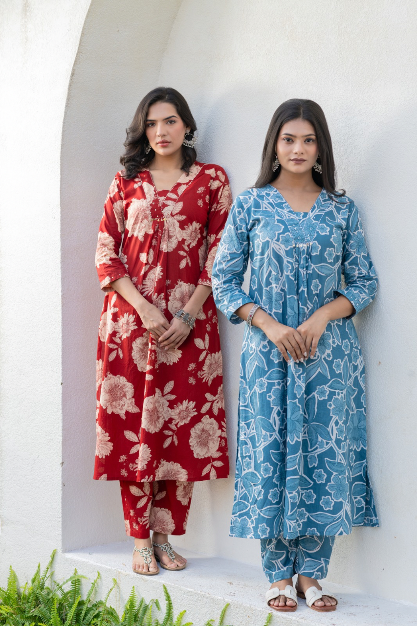 Cotton Floral A-line Coord Set - The Jaipur Studio