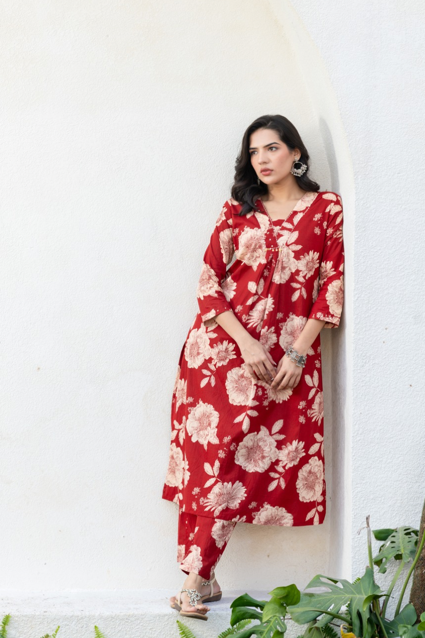 Cotton Floral A-line Coord Set - The Jaipur Studio