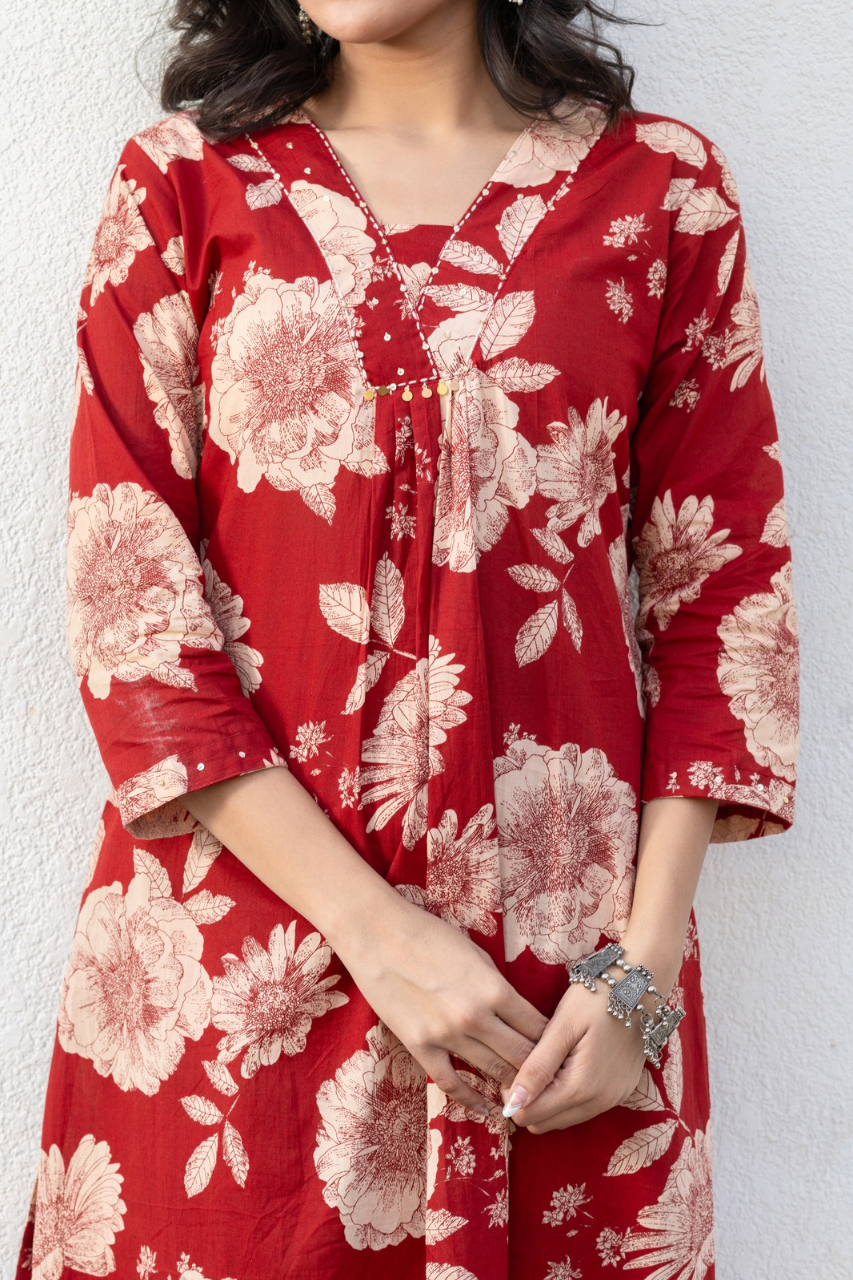 Cotton Floral A-line Coord Set - The Jaipur Studio
