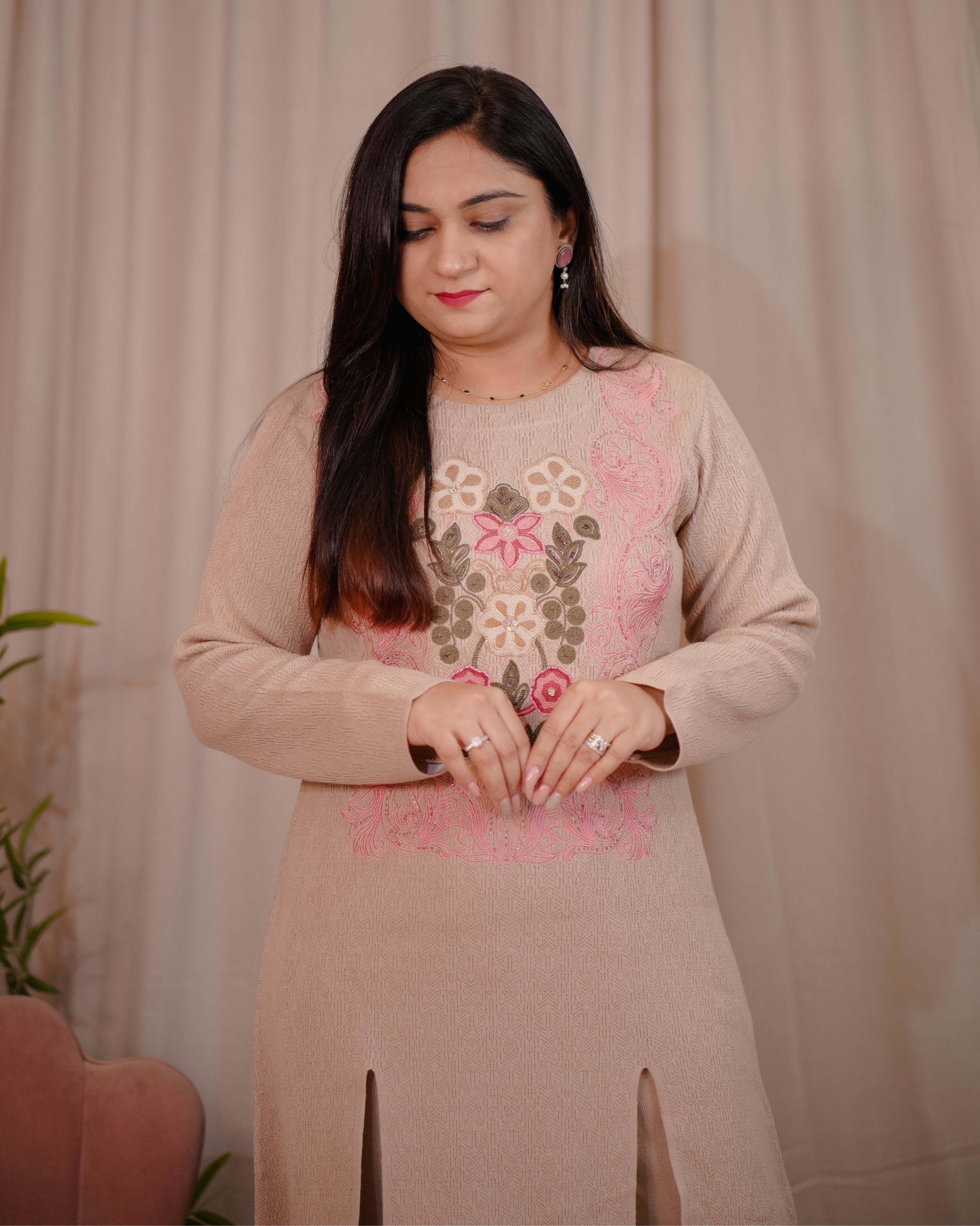 Anamika Woollen Embroidered Pant Set - The Jaipur Studio