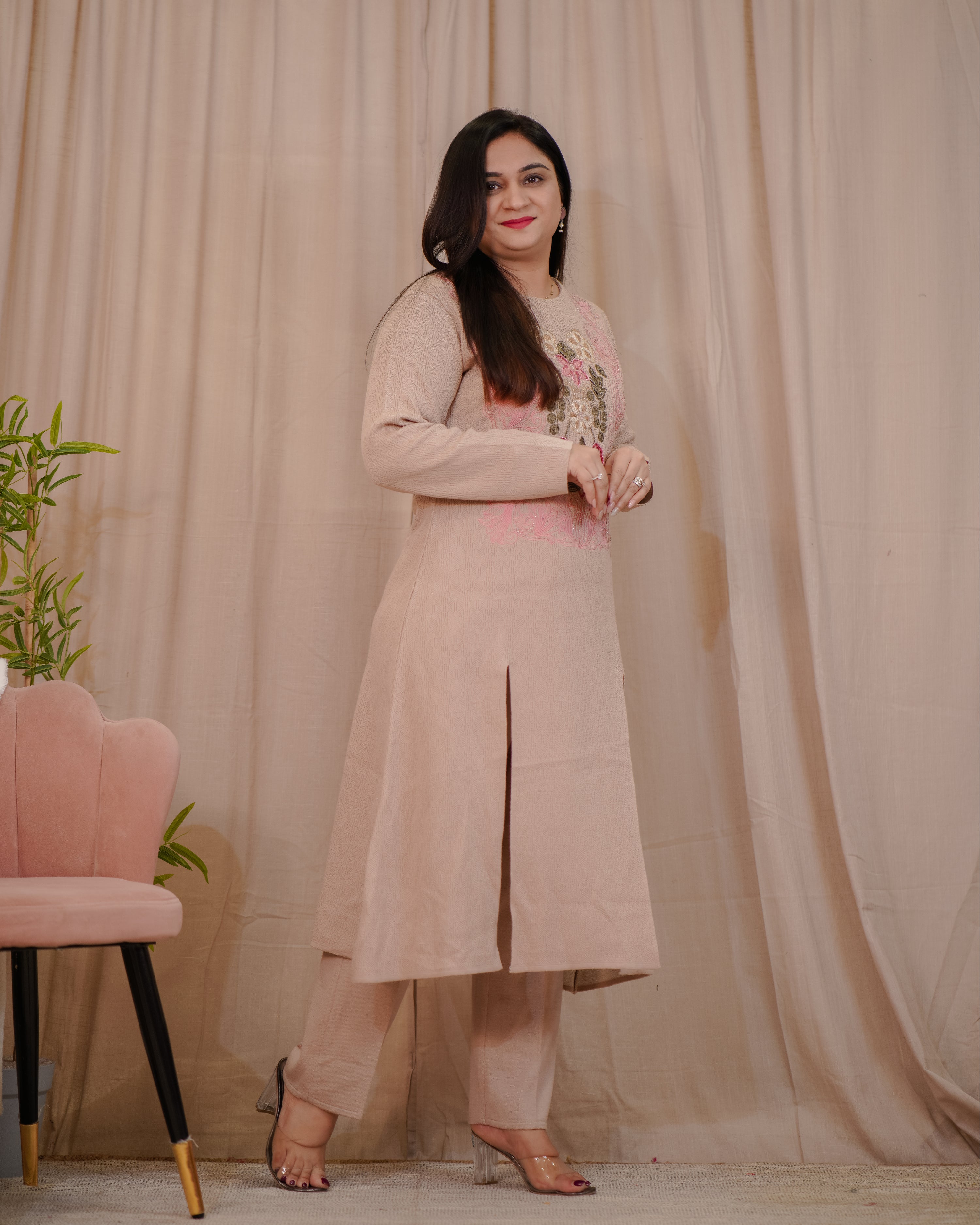 Anamika Woollen Embroidered Pant Set - The Jaipur Studio