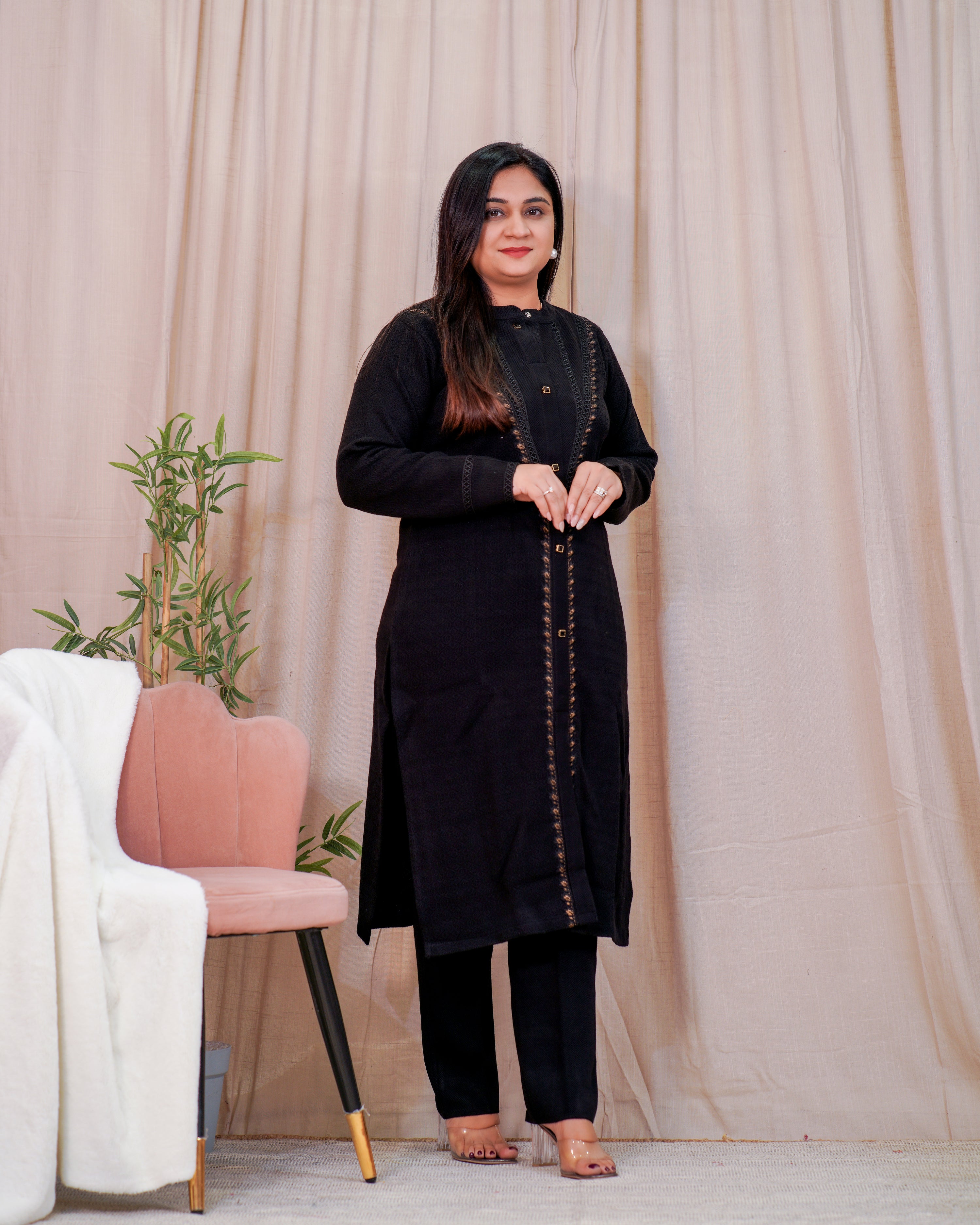 Chic Woollen Embroidered Pant Set - The Jaipur Studio