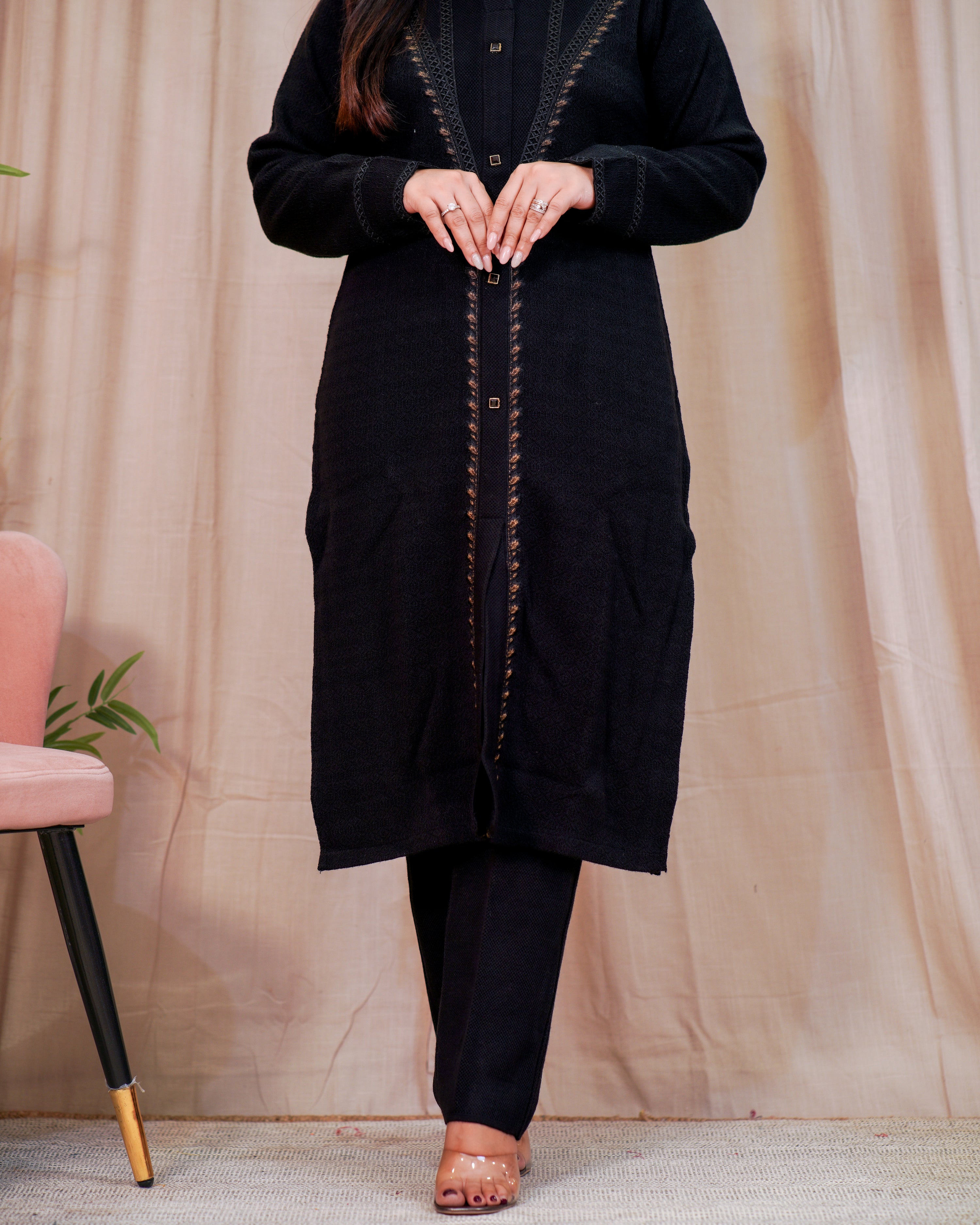 Chic Woollen Embroidered Pant Set - The Jaipur Studio