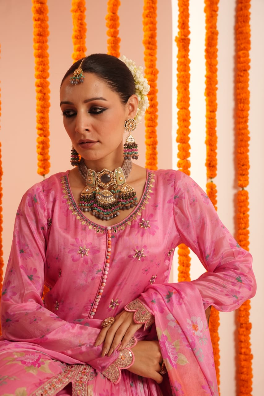 Premium Chinon Embroidered Dupatta Set - The Jaipur Studio