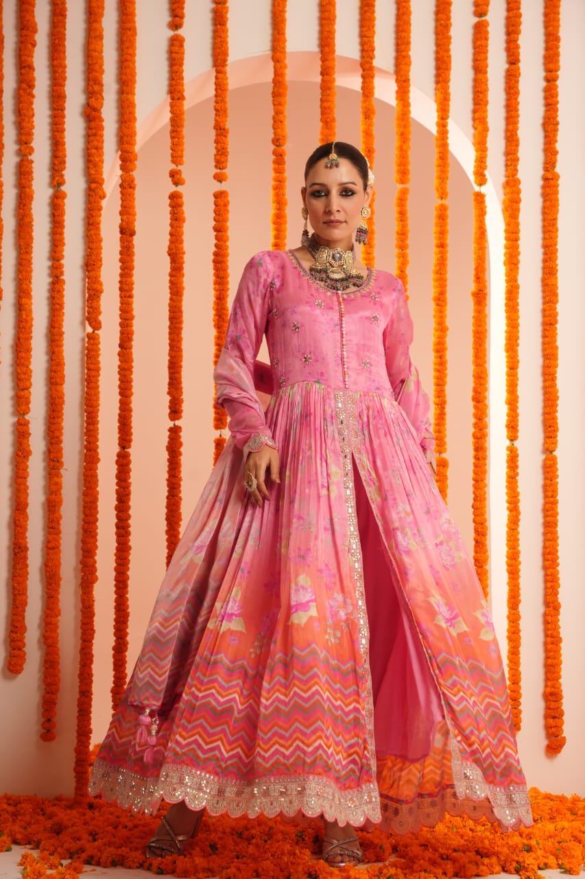 Premium Chinon Embroidered Dupatta Set - The Jaipur Studio