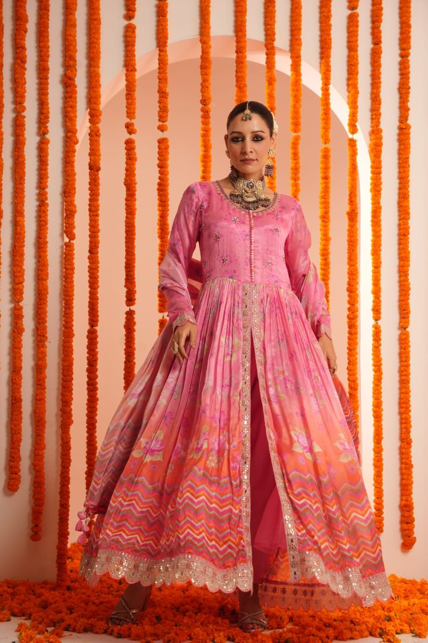 Premium Chinon Embroidered Dupatta Set - The Jaipur Studio