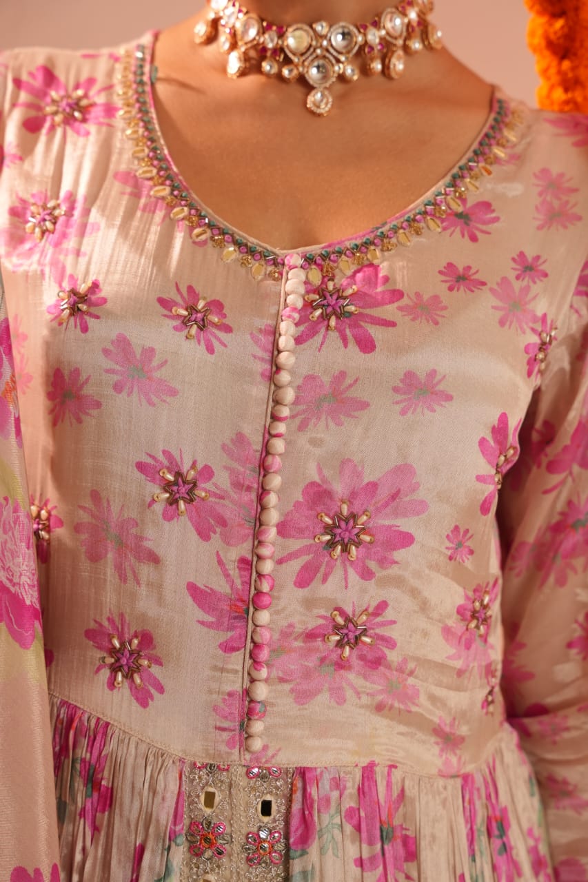 Premium Chinon Embroidered Dupatta Set - The Jaipur Studio