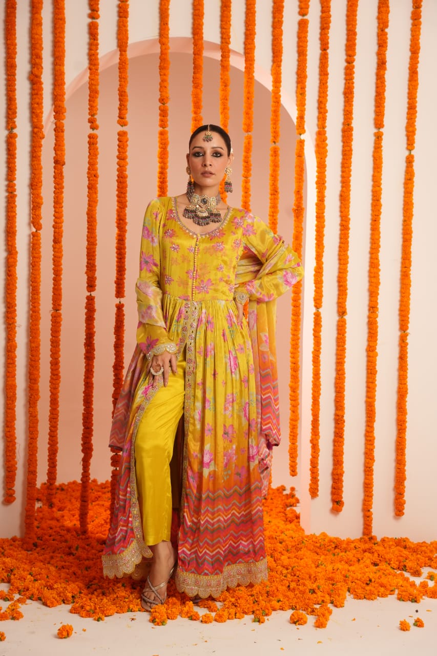 Premium Chinon Embroidered Dupatta Set - The Jaipur Studio