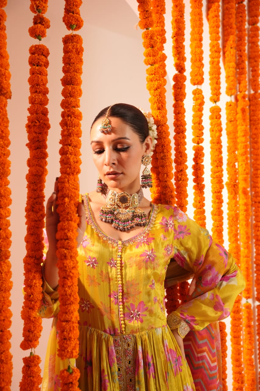 Premium Chinon Embroidered Dupatta Set - The Jaipur Studio
