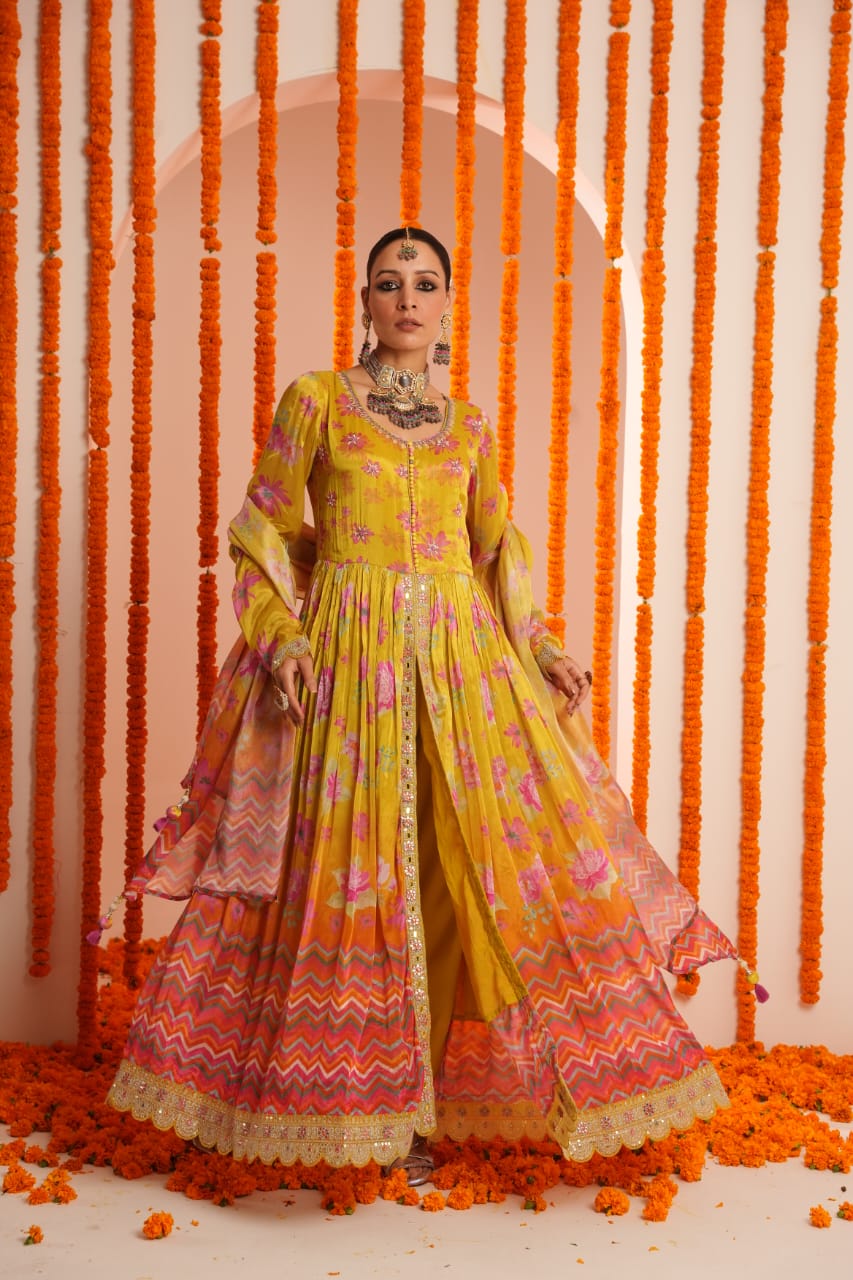 Premium Chinon Embroidered Dupatta Set - The Jaipur Studio