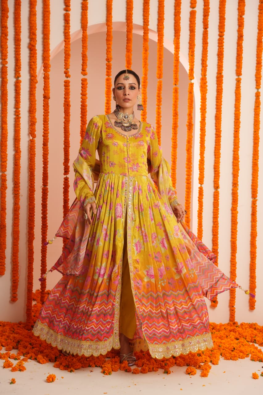 Premium Chinon Embroidered Dupatta Set - The Jaipur Studio