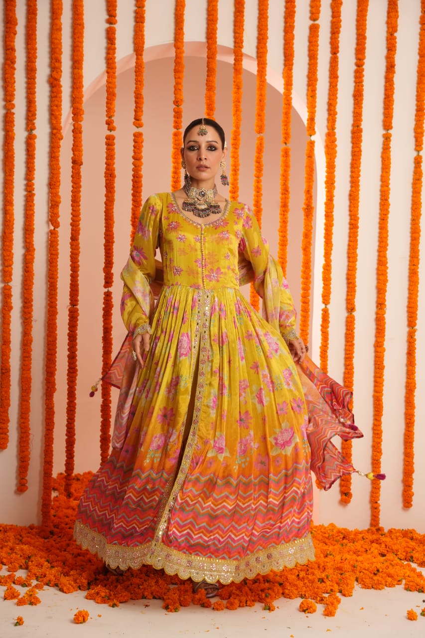 Premium Chinon Embroidered Dupatta Set - The Jaipur Studio