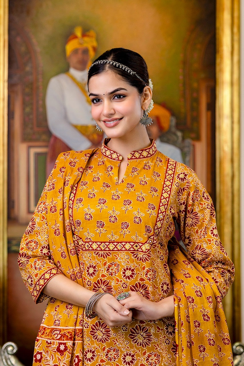 Sajda Cotton Embroidered Pant Set - The Jaipur Studio
